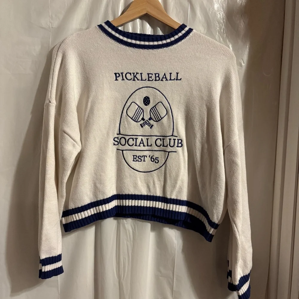 Sincerely Jules Pickleball Social Club Size XS Pullover Cropped Sweater‎ Preppy